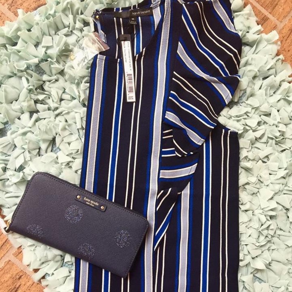 BRAND NEW WITH TAGS 💙 HARVE BENARD | Striped Ruffle Blouse